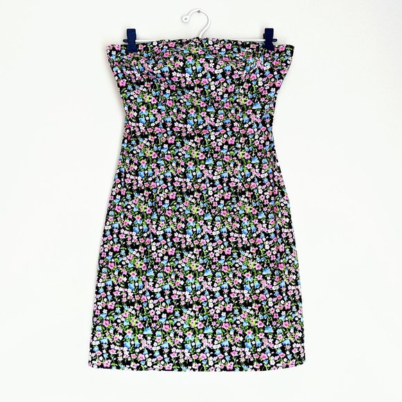 🇨🇦 L'Equipe Strapless Floral Cotton Dress Made In Canada - Picture 1 of 8